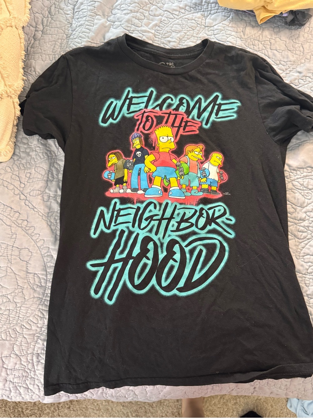 Simpsons 'Welcome to the Neighborhood' Black Graphic Tee men’s small